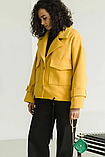 Укорочене молодіжне пальто вільного крою кашемірове якісне демі 42-52 розміри різні кольори гірчичне, фото 4