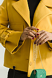 Укорочене молодіжне пальто вільного крою кашемірове якісне демі 42-52 розміри різні кольори гірчичне, фото 7