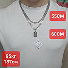 Срібний оберіг Знак Атлантів та ланцюжок бісмарк комплект 925 проби чорніння, фото 5