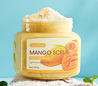 Натуральный скраб для тела с солью и экстрактом манго sadoer mango bath salt, 350 мл.