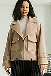 Укорочене молодіжне пальто вільного крою кашемірове якісне демі 42-52 розміри різні кольори бежеве, фото 8