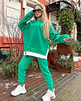Женский весенний спортивный костюм зеленого цвета трикотаж двухнить петля размер: 42-44, 46-48