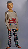 Детская хлопковая пижама для мальчика с брюками ELLEN "Автобус" 001\003 Серый