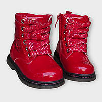 Красивые Ботинки Деми красные лаковые утепленые Флис для девочки 22(14)23(14,5) 24(15),25,(15,5) берём 0,5+