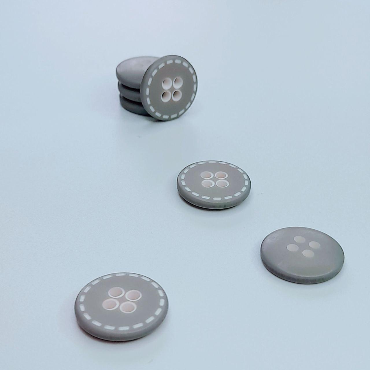 Гудзик круглий сірий з білим декором 15мм, фото 1