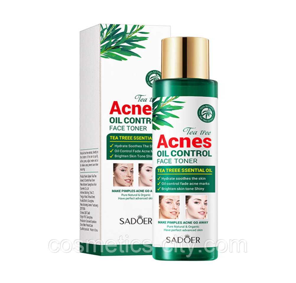Тонер для лица против акне с маслом чайного дерева Sadoer, 120 мл., фото 1