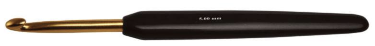 Гачок алюмінієвий Knit Pro 6.0мм з ручкою та золотим краєм
