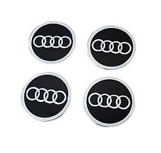 Наліпки на ковпачки, заглушки, наліпки на диски Audi Ауді 60 мм чорні