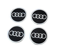Наліпки на ковпачки, заглушки, наліпки на диски Audi Ауді 60 мм чорні 4 шт