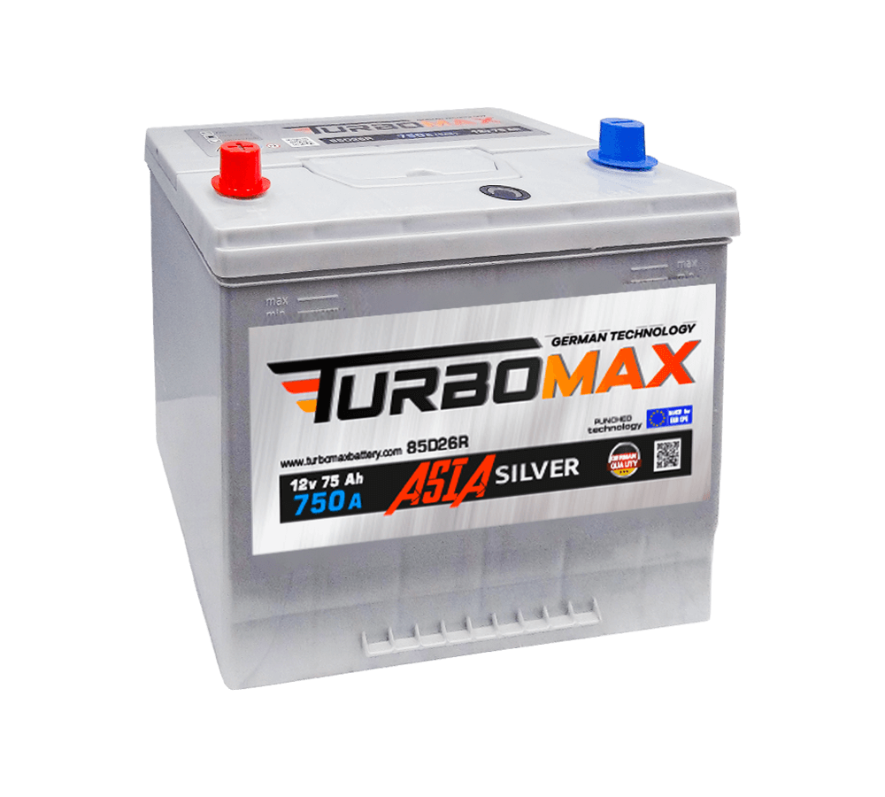 Акумулятор автомобільний TURBOMAX Asia 75 Ah (L+) (750A) 85D26R