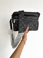 Мужская сумка луи витон чёрная Louis Vuitton изысканная стильная сумка через плечо