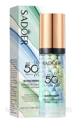 База под макияж SADOER трехцветная с мультиэффектом SPF50+, 40 г., фото 1