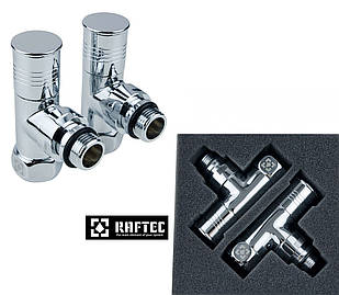 Комплект кутових радіаторних кранів RV-2012 1/2х1/2 з накидною гайкою та круглою ручкою