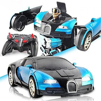 Машинка трансформер Синий Bugatti Robot Car радиоуправляемая