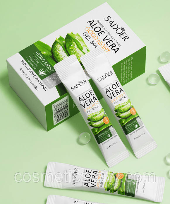 Ночная маска стик с экстрактом алоэ Sadoer, 20 шт*4 мл., фото 1
