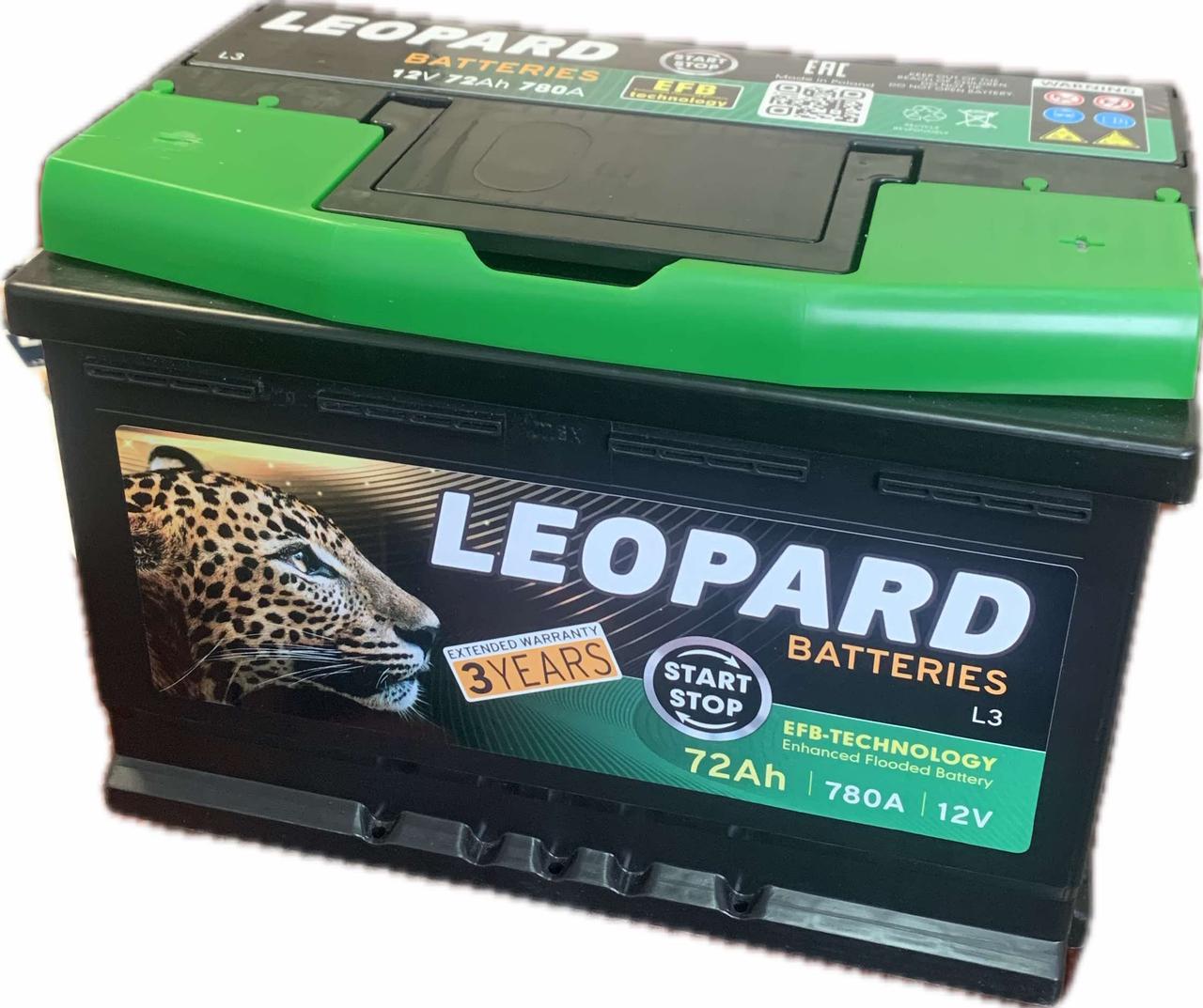 Акумулятор автомобільний LEOPARD EFB 72 Ah (R+) (780A) L3 (Poland)