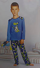 Дитяча бавовняна піжама для хлопчика ELLEN синя з динозавром 001\001