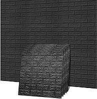Самоклеючі 3D панелі під чорну цеглу  700х770х3мм, Стильний 3д декор для стін!