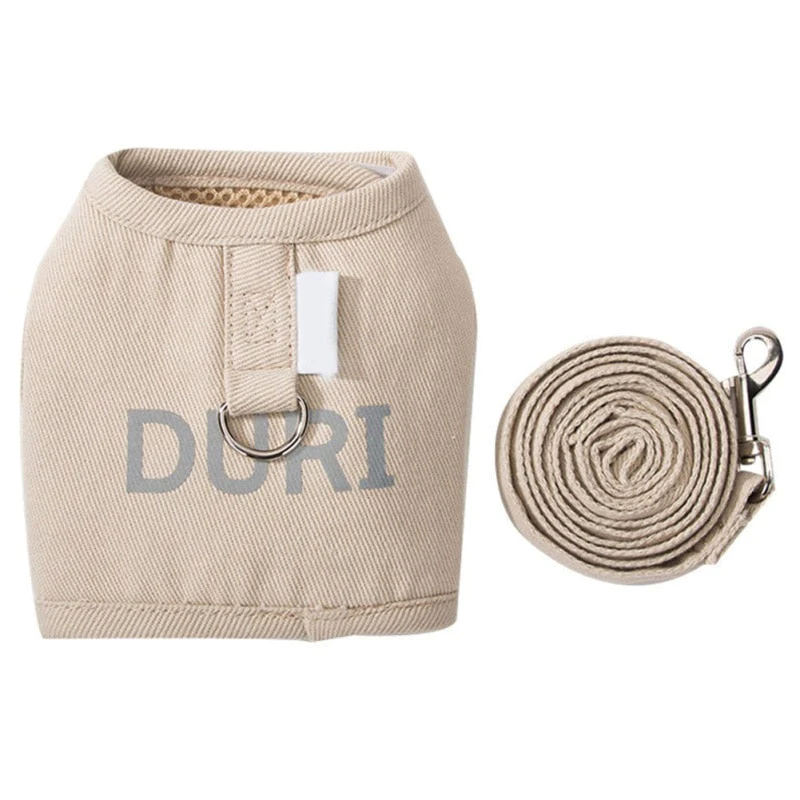 Шлейка для котів з повідцем Duri на липучках Бежевий S