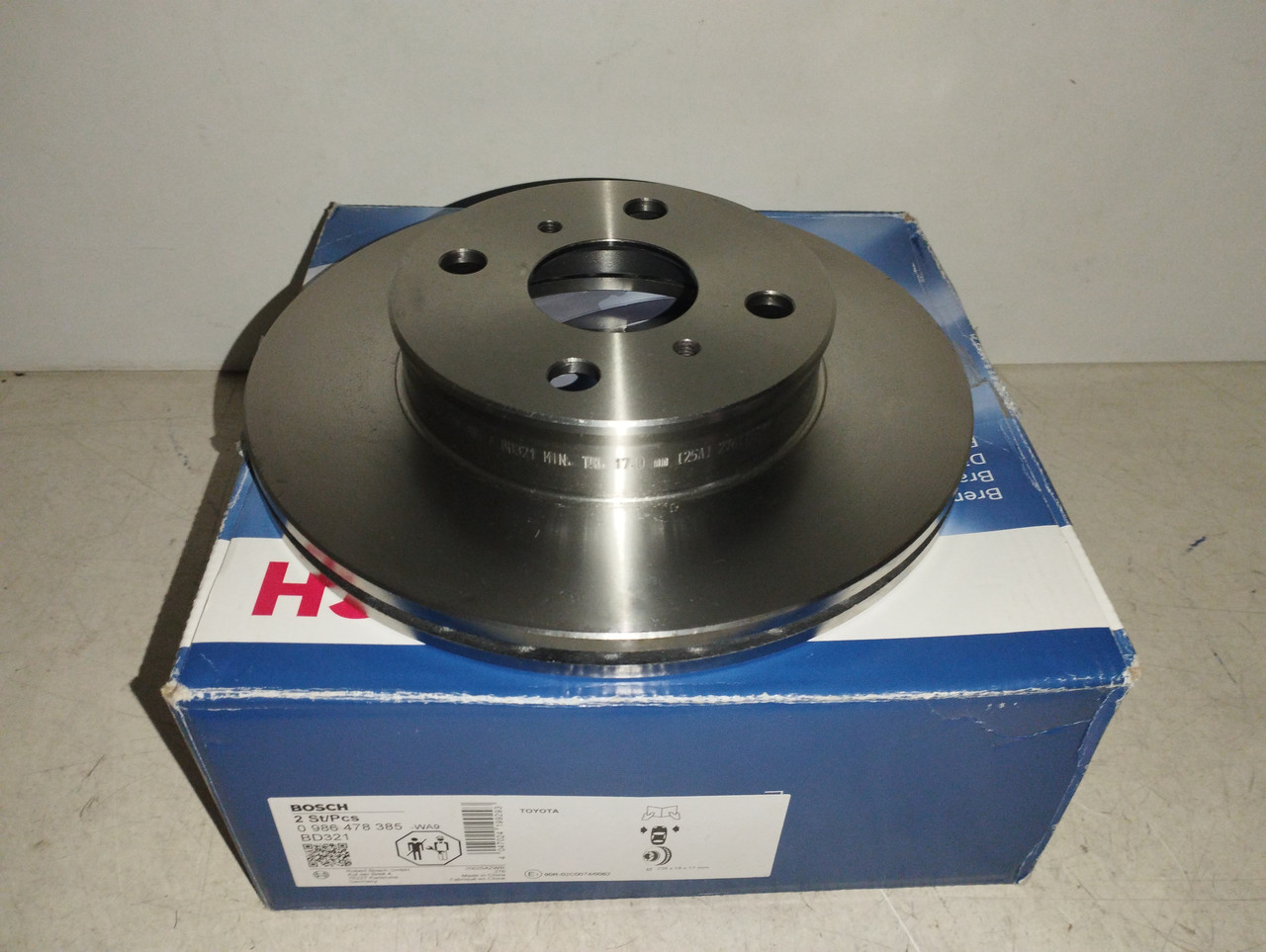 BOSCH Диск гальмівний передній TOYOTA COROLLA 92-97 (_E9_), (_E10_), фото 1