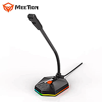 USB Микрофон MeeTion для ПК игровой настольный проводной RGB MT-MC13