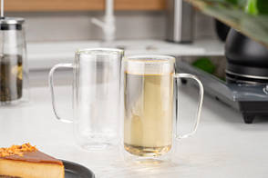 Набір чашок із ручками Ardesto з подвійними стінками, 400 мл, 2 од., боросилікатне скло, фото 4