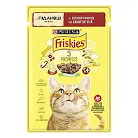 Влажный корм Friskies пауч говядина в подливе 85г для кошек