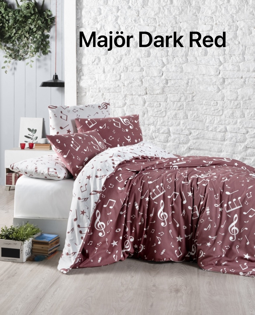 Постільна білизна євро розмір ранфорс  İssi Home Major Dark Red, фото 1