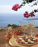 Набор для творчества алмазная картина Итальянская пицца с бокалом белого вина Стратег 30х40см (HEG86066)