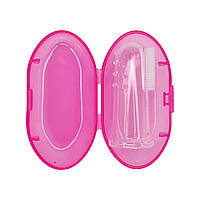Силиконовая зубная щетка для десен розовая в футляре, MEGAZayka, 0706роз