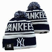 Шапка с бубоном NY Нью йорк Янкис Нью-Йорк Янкиз New York Yankees Темно-Синяя