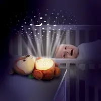 Плюшевий нічник м'яка іграшка Білка WINFUN  з проєктором зоряного неба, колискові, звуки природи, таймер