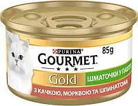 Влажный корм Purina Gourmet Gold для котов, Кусочки в паштете, Утка, Морковь и Шпинат 85 г