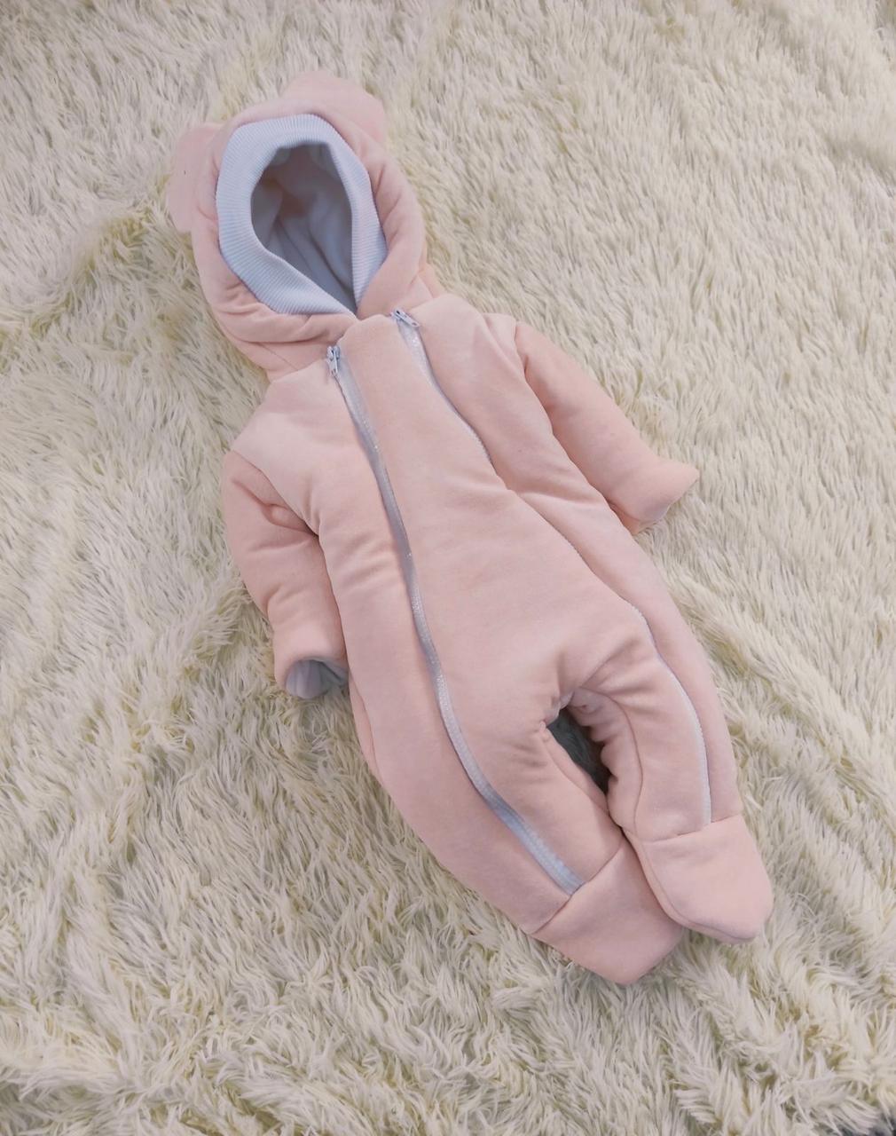 Дитячий теплий чоловічок комбінезон осінь весна зима 0-3 міс 56-62 розмір