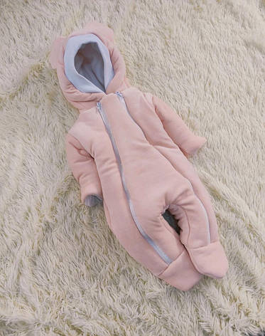 Дитячий теплий чоловічок комбінезон осінь весна зима 0-3 міс 56-62 розмір, фото 2