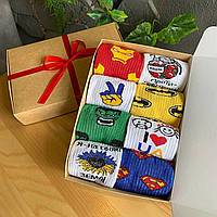 Подарочный бокс набор женских носков 36-41 г на 8 пар в подарочной коробке с лентой r_475