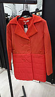 Пальто женское кашемировое комбинированное с плащевкой двубортное оранжевого цвета размеры S M