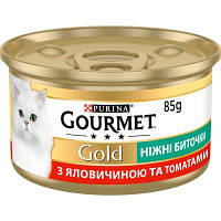 Влажный корм Purina Gourmet Gold для котов, Нежные биточки, Говядина и Томат 85 г