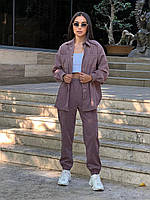 Жіночий прогулянковий вельветовий костюм-двійка сорочка і брюки, фото 3