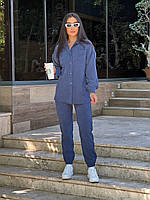 Жіночий прогулянковий вельветовий костюм-двійка сорочка і брюки, фото 10