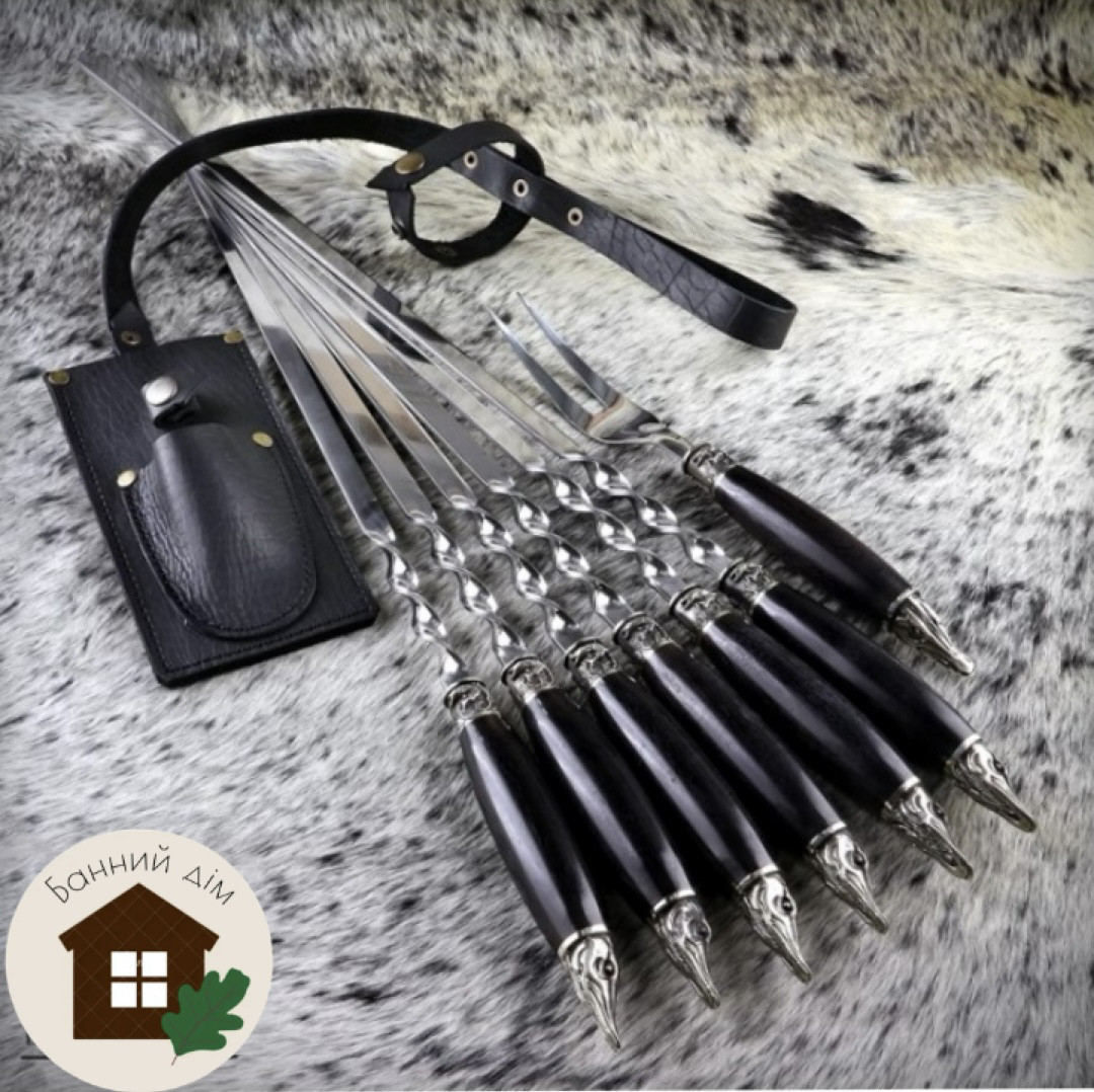 Набір шампурів "Щуки" з вилкою для зняття мʼяса, фото 1