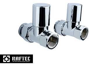 Комплект прямих радіаторних кранів RV-7012 1/2х1/2 з накидною гайкою та круглою ручкою