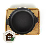 Сковорода чавунна на дерев'яній підставці (16 см), фото 2