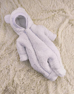 Дитячий теплий чоловічок комбінезон Тедді осінь весна зима 0-3 міс 56-62 розмір, фото 1