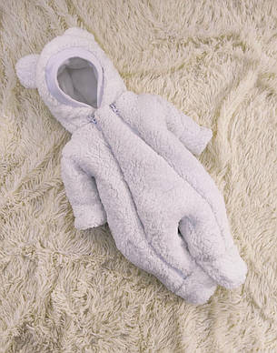 Дитячий теплий чоловічок комбінезон Тедді осінь весна зима 0-3 міс 56-62 розмір, фото 2