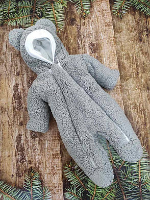 Дитячий теплий чоловічок комбінезон Тедді осінь весна зима 0-3 міс 56-62 розмір, фото 1