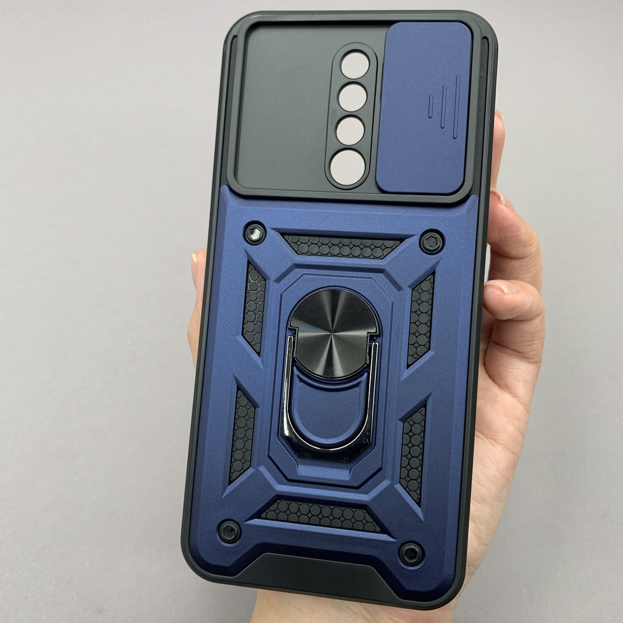 Чохол для Xiaomi Redmi 9 протиударний із підставкою зі шторкою для камери чохол на сяомі редмі 9 синій crt