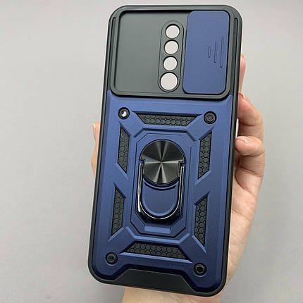 Чохол для Xiaomi Redmi 9 протиударний із підставкою зі шторкою для камери чохол на сяомі редмі 9 синій crt, фото 1