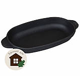 Сковорода чавунна овал на дерев'яній підставці (18*10*2,5 см), фото 2