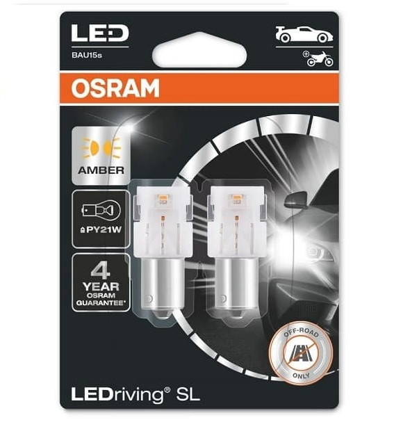 Автолампа диоды OSRAM 7507DYP-02B PY21W 12V BAU15s Amber 2pcs